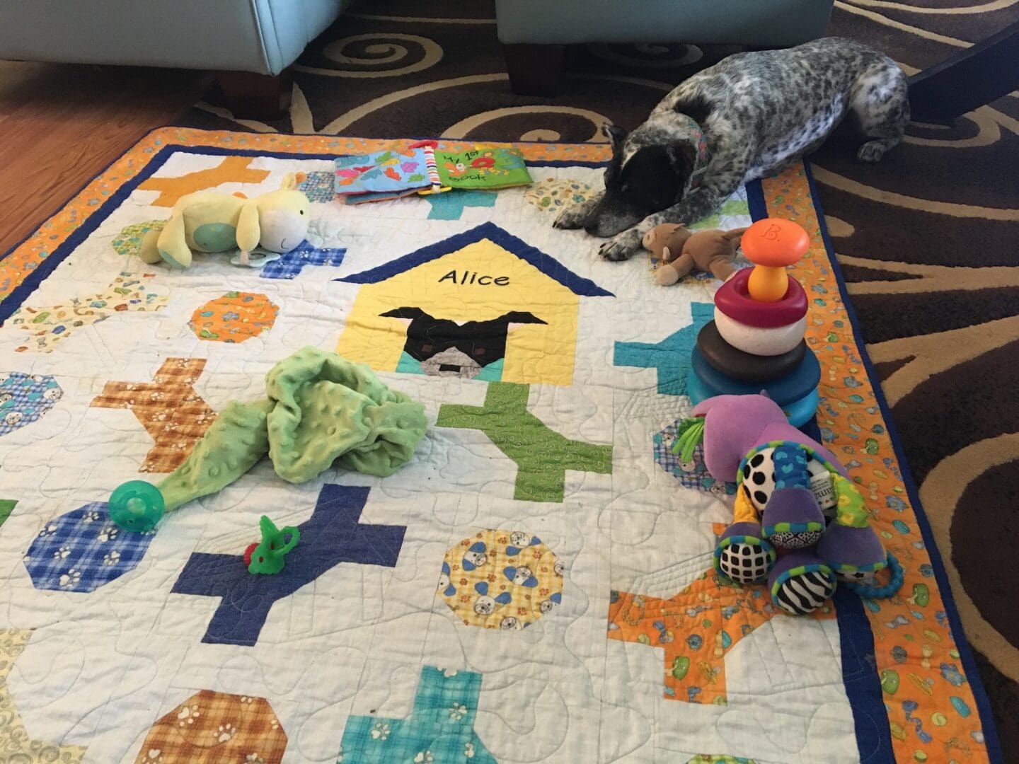 Quilt with a dog print