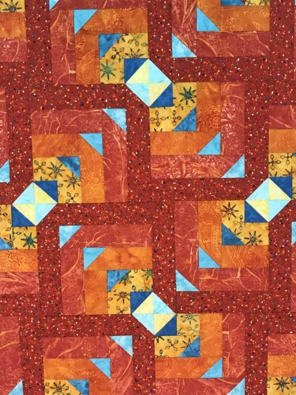 closeup shot of the Dis way quilt pattern work