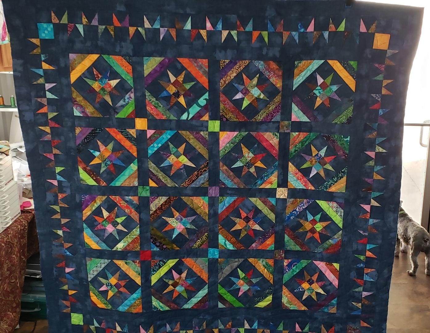 A tie dye quilt